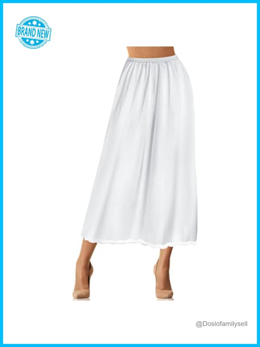 Half Slip Underskirt for Under Dress Satin A-Line Lace Trim